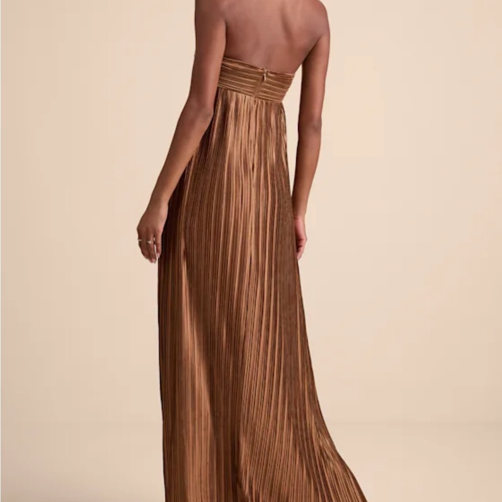Lulu's Strapless Bronze Maxi Dress - Picture 3 of 4